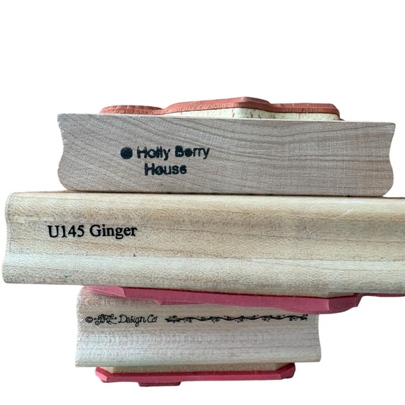 Lot of 5 Vintage Christmas Wood Mount Rubber Stamps Jumbo 1990s Bundle of 5 - Picture 10 of 10